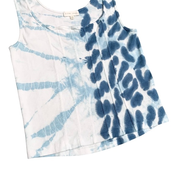 ❌ SOLD ❌ Gilded Intent Tie Dye Tank Top Blue White Square Neck Fitted Stitched - Picture 6 of 10